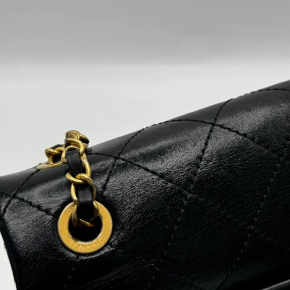 Chanel Chain Stitched Calfskin Flap Bag Medium Black Shoulder bag - Picture 11 of 17